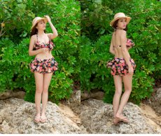画像13: 花柄シフォンスカート 3点セット盛れる水着 (13)