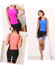 画像4: Fitness水着フィットネス水着 ディース フィットネス水着 セパレート ノースリ スイムビックサイズあり　４L　５L セット レディースフィットネスセパレート水着 めくれ防止 (4)