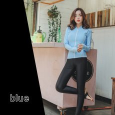画像5: ロングファスナーフィットナス水着 フィットネス 水着 レディース セパレート 長袖 上下セット めくれ防止 スクール UVカット ファスナー 袖付 体型カバー カップ付 (5)