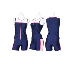 画像16: フィットネス水着  タンクトップセット　袖なしフィットネス　上下セット水着　めぐれ防止付き　レディース フィットネス水着 セパレート ノースリ スイム (16)