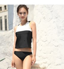 画像10: スポーツフィットネス3点セット水着　水着 レディース  体型カバー 女性 高校生水着　ショットスイム　付き 3点セット ノースリーブ めくれ防止パンツセット　大学生水着　 (10)