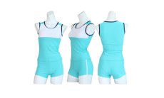画像13: スポーツフィットネス3点セット水着　水着 レディース  体型カバー 女性 高校生水着　ショットスイム　付き 3点セット ノースリーブ めくれ防止パンツセット　大学生水着　 (13)