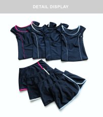 画像8: スクール水着 女の子 セパレート 上下セット 水着 キッズ 子供 小学生 中学生 学校 プール スイミング 水泳 スクール 授業 紺 ネイビー UVカット UPF50+ 110 120 130 140 150 160 170 (8)