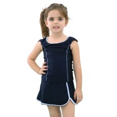 画像12: スクール水着 女の子 セパレート 上下セット 水着 キッズ 子供 小学生 中学生 学校 プール スイミング 水泳 スクール 授業 紺 ネイビー UVカット UPF50+ 110 120 130 140 150 160 170 (12)