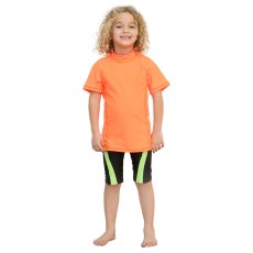 画像9: 男児半袖　無地シンプル　水着ウェア　ラッシュガード キッズ 半袖 ハイネック 男の子 女の子 水着 スイムウェア 接触冷感 UVカット 吸汗速乾 水陸両用 (9)