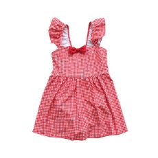 画像13: 水着　キッズ　KIDS　ワンピース水着　女の子 ハイネック ジュニア子供用　 小学生用 90CM〜140CM　ギンガム肩　フリル水着 ガールズ 女児 子供用 UVカット かわいい 海 温泉 夏 旅行 (13)