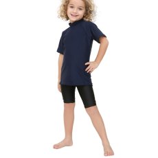 画像5: 男児半袖　無地シンプル　水着ウェア　ラッシュガード キッズ 半袖 ハイネック 男の子 女の子 水着 スイムウェア 接触冷感 UVカット 吸汗速乾 水陸両用 (5)