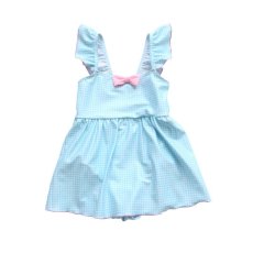 画像11: 水着　キッズ　KIDS　ワンピース水着　女の子 ハイネック ジュニア子供用　 小学生用 90CM〜140CM　ギンガム肩　フリル水着 ガールズ 女児 子供用 UVカット かわいい 海 温泉 夏 旅行 (11)