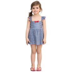 画像6: 水着　キッズ　KIDS　ワンピース水着　女の子 ハイネック ジュニア子供用　 小学生用 90CM〜140CM　ギンガム肩　フリル水着 ガールズ 女児 子供用 UVカット かわいい 海 温泉 夏 旅行 (6)