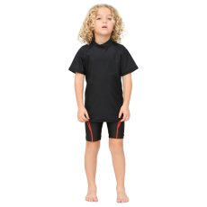 画像7: 男児半袖　無地シンプル　水着ウェア　ラッシュガード キッズ 半袖 ハイネック 男の子 女の子 水着 スイムウェア 接触冷感 UVカット 吸汗速乾 水陸両用 (7)