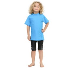 画像8: 男児半袖　無地シンプル　水着ウェア　ラッシュガード キッズ 半袖 ハイネック 男の子 女の子 水着 スイムウェア 接触冷感 UVカット 吸汗速乾 水陸両用 (8)