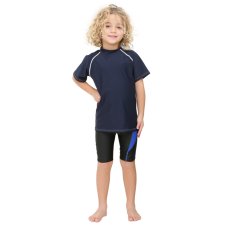 画像7: 男児半袖 水着ウェア ッシュガード キッズ スクール 水着 半袖 ラッシュ tシャツ 子供 学校 水陸両用 スイムウェア スポーツ 小学生 中学生 スイム 男女兼用 [UVカット・冷感速乾] (7)