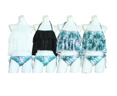 画像6: 体型カバー レースタンキニ 水着セット レディース 体型カバー オフショルダー タンキニ ビキニ ワンピース 3点 セット 水着トレンド　ファッション水着　ドレススイム　キャミソール水着 (6)