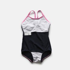 画像7: School水着　メーカー水着　スクール水着 濃紺学校水着 女の子用ワンピース 白パイピング 小学生 中学生 女児 スイミング プール ネイビー (7)