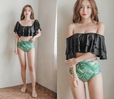 画像10: オフォショルトップスハイウェストショーツセット (10)