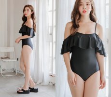 画像5: ワイヤ-付きオフォショルターモノキニ (5)
