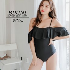 画像1: ワイヤ-付きオフォショルターモノキニ (1)