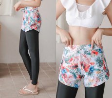 画像8: ＵＶカットクール水着地ショットパンツ付きレギンス (8)