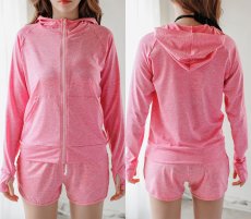 画像12: UVカットラッシュガードとショットパンツ2点セット　ラッシュガード レディース ハイネック セットアップ ハーフジップ 水着 体型カバー UPF50+ 接触冷感 98%uvカット 夏 日焼け 止め 防止 暑さ対策グッズ (12)
