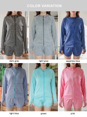 画像6: UVカットラッシュガードとショットパンツ2点セット　ラッシュガード レディース ハイネック セットアップ ハーフジップ 水着 体型カバー UPF50+ 接触冷感 98%uvカット 夏 日焼け 止め 防止 暑さ対策グッズ (6)