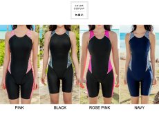 画像2: レディース 競泳用水着 オールインワン 女性 水着 体型カバー  ソフト肌触り 女性用 トレーニング水着 ノースリーブ 練習用 露出控えめ 着痩 競泳水着 (2)