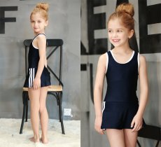 画像6: ワンピースラインワンピースSchool学校水着　スクール水着 ラインワンピース School学校水着 女の子 子供用 小学生 中学生 ワンピース UPF50+ 裏地付き ネームタグ付き 110〜170CM (6)