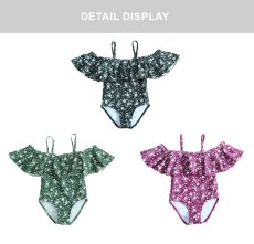 画像4: オフォショルター KIDS水着  可愛い水着　子供（小）水着 キッズ 女の子 ワンピース キッズ リボン 子ども用水着 水着 ワンピース 水泳 スイムウェア ウェアキッズ (4)