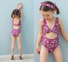 画像7: カチューシャ付き 子供（小）水着 女の子 ワンピース キッズ リボン 子ども用水着 ワンピース 水泳 スイムウェア ウェアキッズ スイムウェア 旅行温泉 紫外線対策 5サイズ (7)