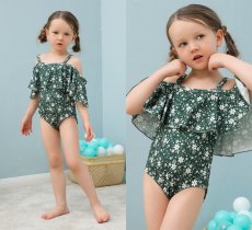 画像6: オフォショルター KIDS水着  可愛い水着　子供（小）水着 キッズ 女の子 ワンピース キッズ リボン 子ども用水着 水着 ワンピース 水泳 スイムウェア ウェアキッズ (6)