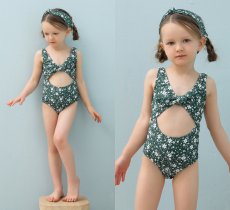 画像5: カチューシャ付き 子供（小）水着 女の子 ワンピース キッズ リボン 子ども用水着 ワンピース 水泳 スイムウェア ウェアキッズ スイムウェア 旅行温泉 紫外線対策 5サイズ (5)