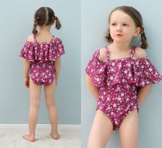 画像7: オフォショルター KIDS水着  可愛い水着　子供（小）水着 キッズ 女の子 ワンピース キッズ リボン 子ども用水着 水着 ワンピース 水泳 スイムウェア ウェアキッズ (7)
