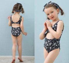 画像6: カチューシャ付き 子供（小）水着 女の子 ワンピース キッズ リボン 子ども用水着 ワンピース 水泳 スイムウェア ウェアキッズ スイムウェア 旅行温泉 紫外線対策 5サイズ (6)