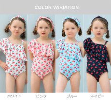 画像2: カチューシャ付き ワンショールター モノキニ KIDS水着 キッズ水着 カチューシャ付き ワンショールター モノキニ ワンピース 子供水着 女の子 水着 体型カバー スポーツウエア トップス 子供 水着 スクール水着 ガールズ 水着 スイムウェア (2)