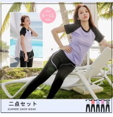 画像2: Tシャツ　ショットパンツ付き　レギンス　2点セット　YOGA　トレーニング　ウェアセット　ヨガウェアセット Tシャツ ショットパンツ付きレギンス 2点セットYOGA  転車ウェア レディース 上下セット スポーツウェア トレーニングウェア 2分袖 ブラトップ じむ (2)