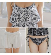 画像5:  カップ付きトップス/ショーツ/サーフパンツ　3点セット水 (5)