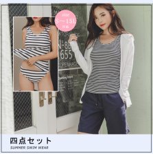 画像15: ラッシュガードとサーフパンツとタンキニトップスとショーツの4点セット水着　4点体系カバー セット水着 水着レディース ラッシュガード 体型カバー タンクトップ ショートパンツ ４点セット 長袖 日焼け対策 UVカットタンキニ 長袖ラッシュガード (15)