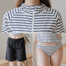 画像3: ラッシュガード　トップス　ショーツ　サーフパンツ　4点セット　体系カバー水着　レディース ラッシュガード 体型カバー タンクトップ ショートパンツ ４点セット 長袖 日焼け対策 UVカット (3)