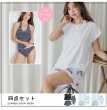 画像2: 袖なしTシャツとショットパンツとタンキニトップスとショーツと4点セット水着 (2)