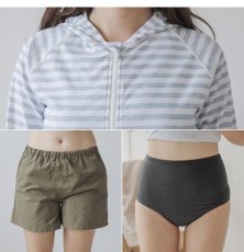 画像15: 水着４点セット ラッシュガードセット ラッシュガード ショットパンツ スポーツブラ ショーツ 水着体系カバー スイムウェア レディース 体型カバー タンキニ くすみカラー タンクトップ ハーフパンツ  長袖 UVカット (15)