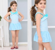 画像7: KIDS ワンピース水着  水着　キッズ　KIDS　ワンピース　水着　キッズ 水着 女の子 ジュニア 子供用 フリル ボーダー/ドット柄　90〜140CMサイズ 女児 小学生 肩フリル スイミング スイムウェア UVカット 速乾 ガールズ (7)