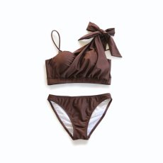 画像3: ワンショルダー 水着 2点セット セパレート 水着 レディース 体型カバー バンドゥ ビキニ ハイウエスト 盛れる リゾート リボン セクシー オトナ ワンショルダービキニセット水着 (3)