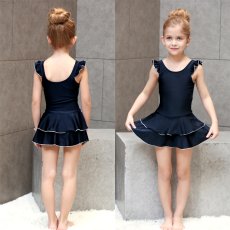 画像6: スクール水着 ワンピース型 フリル肩 School 学校水着 キッズ 女の子用 スカート＆スパッツ型 UPF50+ 紫外線対策加工 女の子 子供用 小学生 中学生 ワンピース UPF50+ 裏地付き ネームタグ付き (6)