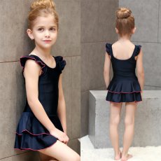 画像8: スクール水着 ワンピース型 フリル肩 School 学校水着 キッズ 女の子用 スカート＆スパッツ型 UPF50+ 紫外線対策加工 女の子 子供用 小学生 中学生 ワンピース UPF50+ 裏地付き ネームタグ付き (8)