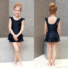画像7: スクール水着 ワンピース型 フリル肩 School 学校水着 キッズ 女の子用 スカート＆スパッツ型 UPF50+ 紫外線対策加工 女の子 子供用 小学生 中学生 ワンピース UPF50+ 裏地付き ネームタグ付き (7)