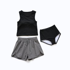 画像3: インナーカップつきタンキニとショーツとショットパンツ付3点セットタンキニ水着　レディース 体型カバー UPF50+ タンクトップ ショーツ ショートパンツ 3点セット レイヤード風 (3)