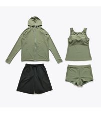 画像11: ラッシュガード ショットパンツ タンキニトップ ショーツ 水着4点セット レディース 体型カバー タンキニ 長袖ラッシュガード ブラトップ ショーツ ショートパンツ (11)