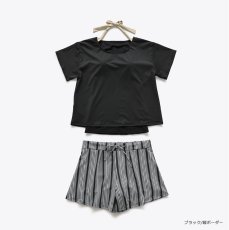 画像11: インナータンキニ付きTシャツ インナーパンツ付きショットパンツ 二点セット体系カバー水着  体系カバー水着水着 レディース 2点セット  UVカットレイヤード風 タンキニ セパレート 半袖ラッシュガード トップス ショートパンツ かわいい ノンワイヤー パッド付き (11)