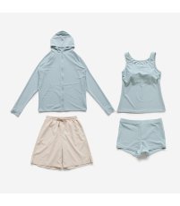 画像14: ラッシュガード ショットパンツ タンキニトップ ショーツ 水着4点セット レディース 体型カバー タンキニ 長袖ラッシュガード ブラトップ ショーツ ショートパンツ (14)