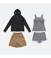 画像9: ラッシュガード ショットパンツ タンキニトップ ショーツ 水着4点セット レディース 体型カバー タンキニ 長袖ラッシュガード ブラトップ ショーツ ショートパンツ (9)