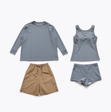 画像13: 水着４点セット ロング袖 体系カバーTシャツ ショットパンツ タントップ ショーツ レデイース水着セット タンキニ水着 レディース 長袖シャツ ラッシュガード ハーフパンツ 4点セットビキニ (13)